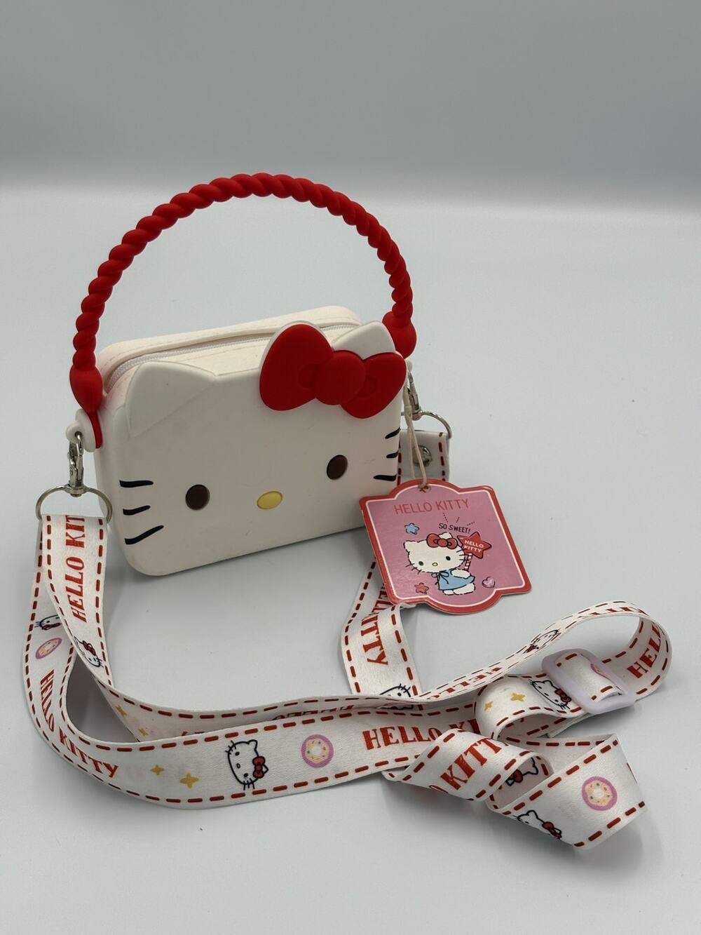 Hello Kitty Silicone Crossbody Coin Purse Sanrio Licensed Kawaii Cute Bag NWT